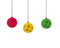 Colorful christmas balls. Set of isolated realistic decorations. Vector illustration Royalty Free Stock Photo