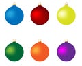 Colorful christmas balls. Set of isolated realistic decorations. Vector illustration Royalty Free Stock Photo