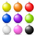 Colorful Christmas Balls Set isolated on white background. Holiday Christmas Toy for Fir Tree. Vector Illustration for Your Design