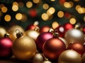 colorful christmas baubles and festive lights blur holiday season festive background