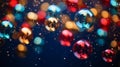 colorful christmas bubbles on a dark background