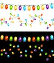 Colorful christmas bulbs garlands isolated on white and black backgrounds vector Royalty Free Stock Photo