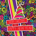 Colorful Christmas card and New Year greetings illustration Royalty Free Stock Photo