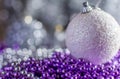 Colorful Christmas decorations with extreme shallow depth of field and colorful creamy bokeh.