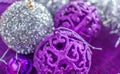 Colorful Christmas decorations with extreme shallow depth of field and colorful creamy bokeh.