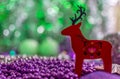 Colorful Christmas decorations with extreme shallow depth of field and colorful creamy bokeh.