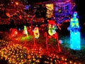 Colorful Christmas Decorations at Night in December