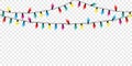 Colorful christmas fairy lights decoration isolated party templa Royalty Free Stock Photo