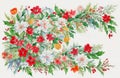 Colorful christmas floral adjustment in watercolor design.