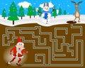 Colorful christmas game. Maze for children