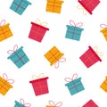 The colorful Christmas gifts seamless pattern art Royalty Free Stock Photo