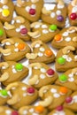 Colorful Christmas ginger cookies with sugar icing or glaze Royalty Free Stock Photo