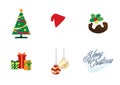 Colorful christmas icons set editable resizable vector Royalty Free Stock Photo