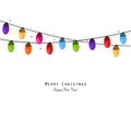 Colorful Christmas light bulb happy new year greeting card Royalty Free Stock Photo