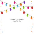 Colorful Christmas light bulb happy new year greeting card Royalty Free Stock Photo