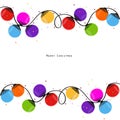 Colorful Christmas light bulb happy new year greeting card vector Royalty Free Stock Photo