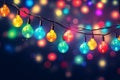 Colorful Christmas Lights Bokeh Background. Festive Holiday Decoration Royalty Free Stock Photo