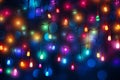 Colorful Christmas Lights Bokeh Background. Festive Holiday Decoration Royalty Free Stock Photo