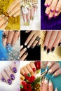 Colorful Christmas nails winter nail designs . Royalty Free Stock Photo