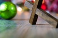 Colorful Christmas Ornaments and Christian Cross