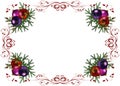 Colorful Christmas ornaments with decorations forming a frame isolated on a white background Royalty Free Stock Photo