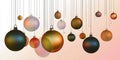 Vibrant Baubles: Abstract Christmas Ornaments Hanging on Gradient Background Royalty Free Stock Photo