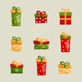 Colorful Christmas Present Boxes Set Royalty Free Stock Photo