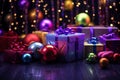 colorful christmas presents on a dark background Royalty Free Stock Photo