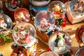 Colorful Christmas snow globes