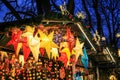 Colorful Christmas star lanterns at a traditional festival market