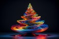 a colorful christmas tree made out of colored ribbon