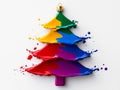 A colorful christmas tree made out of paint splatters on a white background Royalty Free Stock Photo