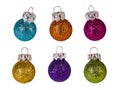 Colorful Christmas tree ornaments collection. Isolated on white background Royalty Free Stock Photo