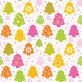 Colorful christmas tree seamless background Royalty Free Stock Photo