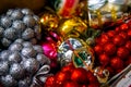 Colorful Christmas tree toys close up photo Royalty Free Stock Photo