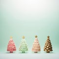 Colorful Christmas trees made of whipped cream.