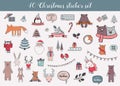 Colorful christmas and winter sticker set