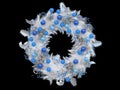 Colorful christmas wreath isolated with red and yellow balls on a white background 3d rendering