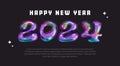 2024 colorful chrome number. Happy new year 2024 design with unique colorful numbers. Premium vector design for poster