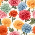 Colorful Chrysanthemum Flower Seamless Pattern For Web Designs Royalty Free Stock Photo