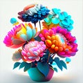 Colorful chrysanthemums in a pot on a white background AI Generated