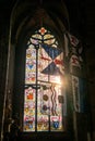 Colorful churchs window in St. Giles Cathedral