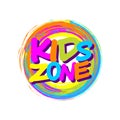 Colorful circle frame with Kids zone badge for children playgrou