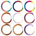 Colorful circle frames. Vibrant ring collection. Graded gradient shapes. Artistic Vector elements Royalty Free Stock Photo