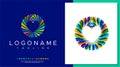 Colorful circle heart logo design vector. Fun love logo graphic template. Royalty Free Stock Photo