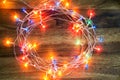 Colorful circle light on wooden