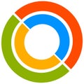 Colorful circle motif with two-part circles. Generic circular icon. Vector illustration.