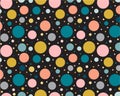 colorful circle retro seamless pattern black background Royalty Free Stock Photo