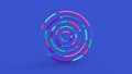 Colorful circle shapes. Blue background. Abstract illustration, 3d render Royalty Free Stock Photo
