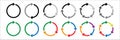Colorful circle thin arrow icon set. Symbol of reload, refresh, loading, recycle and repeat. Interconnecting round arrow vector Royalty Free Stock Photo